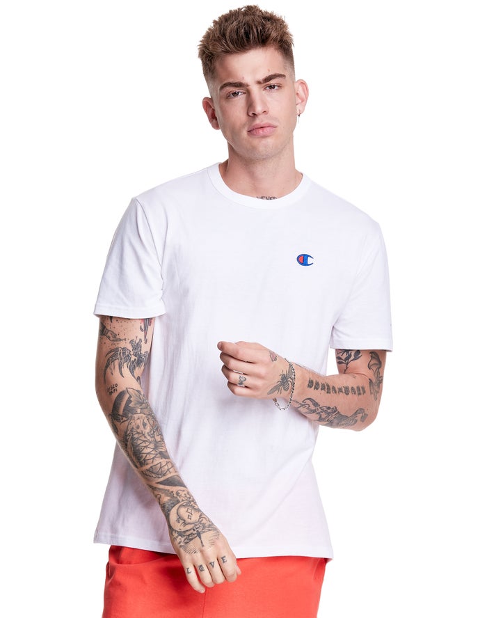 Champion T-Shirt Heren - Wit - Lightweight Jersey C Logo ( 863142-JTS )